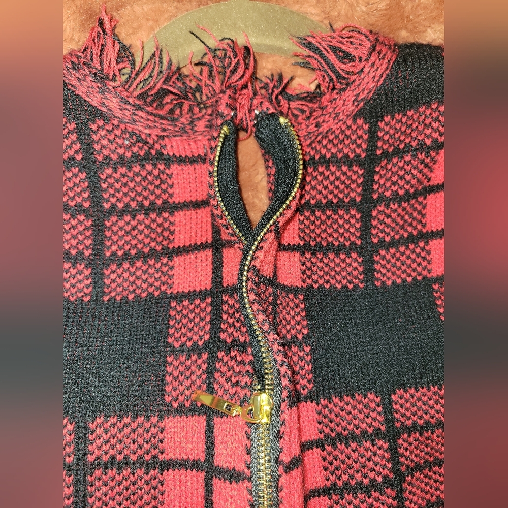 Venus Red/ Black Button Detail Sweater Dress - Picture 7 of 11